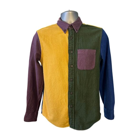Abercrombie & Fitch Color Block Cotton Flannel Button Down Size S - Picture 1 of 9